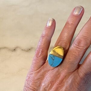 Gold and Turquoise Statement Ring